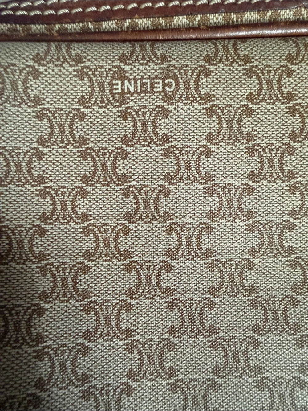 Celine Beige & Brown Monogram Toiletry Wristlet
